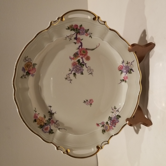 VINTAGE Bernardaud Limoges Porcelain Cake Plate WITH TWO gilt HANDLES - Picture 12 of 16